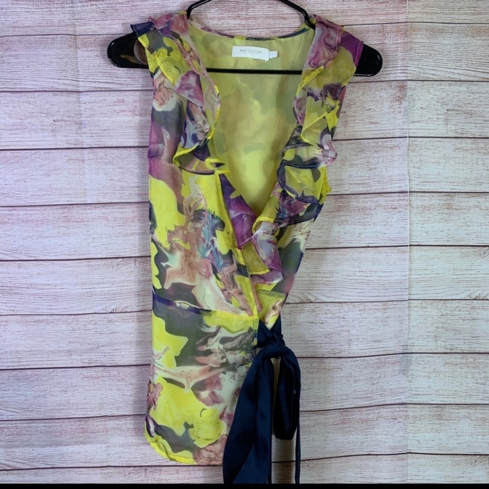 MM Couture by Miss Me Floral Wrap Around Blouse L